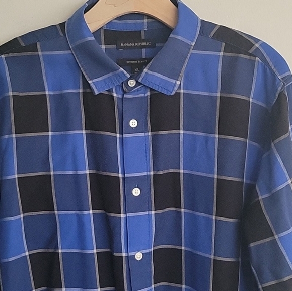 Banana Republic Plaid Untucked Slim Fit Long Sleeve Button Down Shirt Size XL - Picture 9 of 9